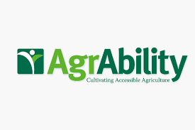 AgrAbility logo. A white sprout on a deep green background to the left of a light green 'AGR' connected to deep green 'Ability'.