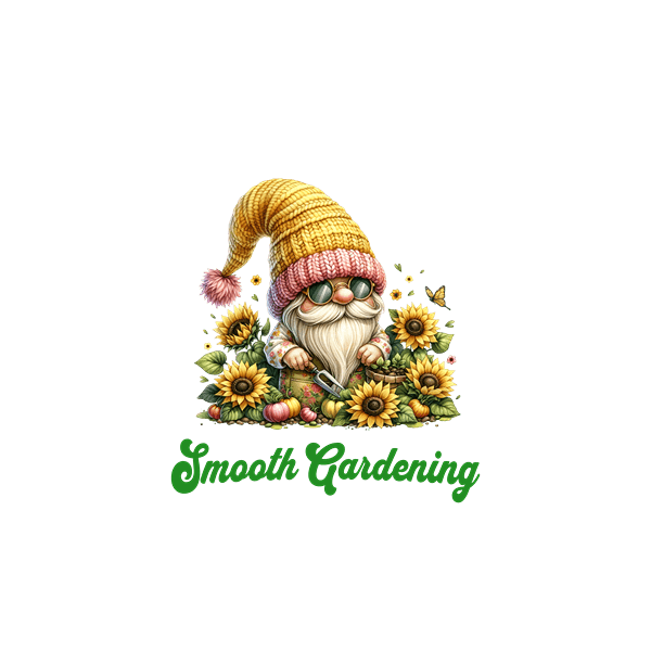 Gardening gnome with sunflowers